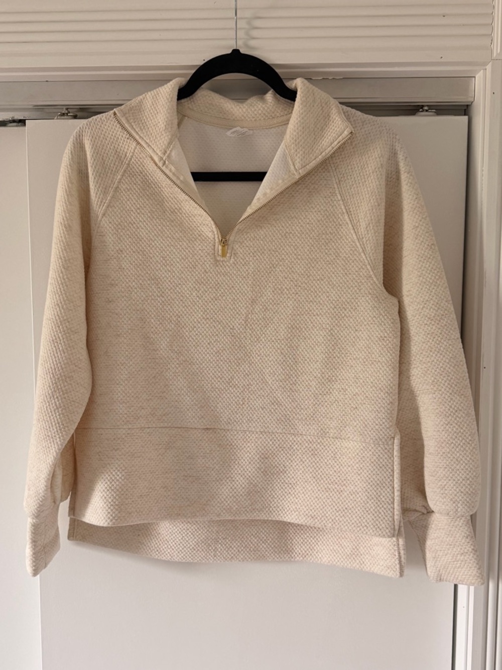 Balance Collection Cream Textured Half-Zip Pullover
